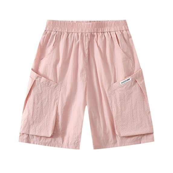 Lopecy-Sta Hiking Shorts Children Beach Wear Children's Summer New Shorts Drying Pants Breathable Cargo Tech Shorts with Pull-On Elastic Waistband and Pockets