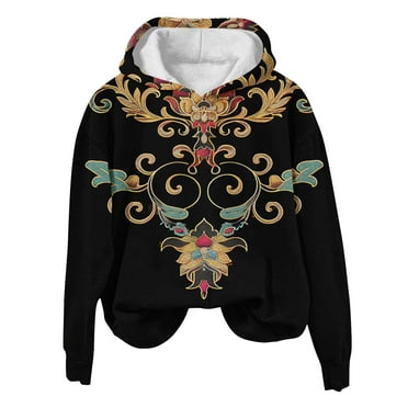 Jamicy Hoodies for Women Graphic Gift for Wives Outfit for Women Long Sleeve Vintage Print Oversized Pullover Hoodie Drawstring 2025 Fall Clothes