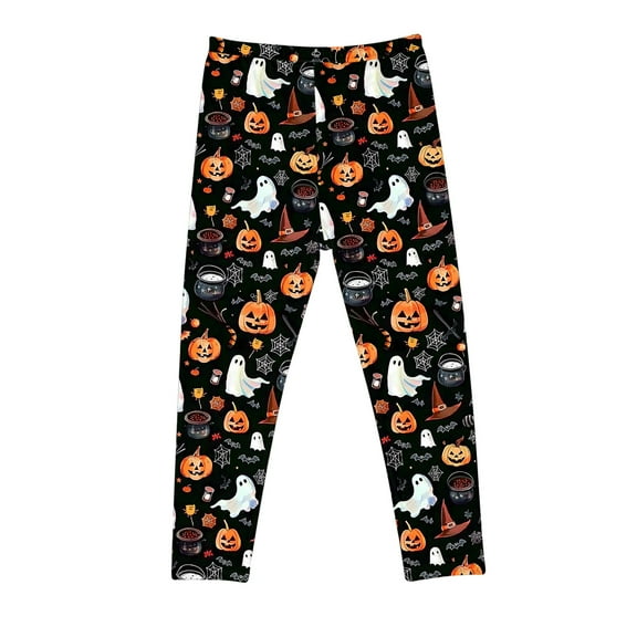 Jamicy Kids Pants Boys Halloween Leggings for Toddler Girls Ankle Length Cute Print Pants Slim Fit Sport Long Pants Halloween Gifts
