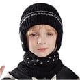 thumbnail image 1 of Jamicy Kids Scarves Hats for 4-10 Years Winter Beanie Scarf 2pc Sets Warm Knit Hat Fleece Lined Skull Cap Knitted Scarf Earflap Hat for Winter, 1 of 5