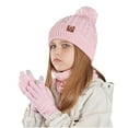 thumbnail image 1 of Jamicy Kids Scarves and Gloves Sets for Ages 4-10Y Children Kids Boys Girls Winter Hat Touch Screen Gloves Scarf 3pc Set Toddler Double Pompom Cap, 1 of 3