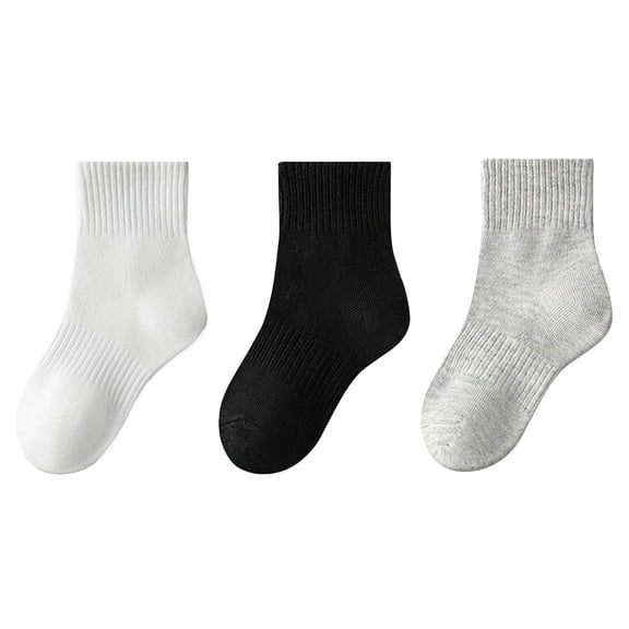 Jamicy Kids Socks 3pc Unisex Kids Crew Socks Boys Dress Socks Mid Length Tube Socks Sports Socks Soft Cotton Seamless School Socks for Girls