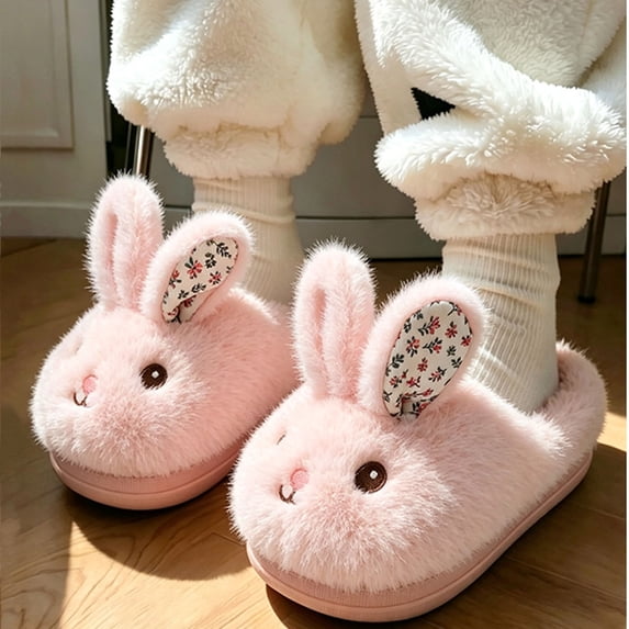 Jamicy Kids Toddler Slippers for Boys Girls Cute Bunny House Shoes Non Slip Warm Soft Winter Fuzzy Indoor Bedroom Slipper