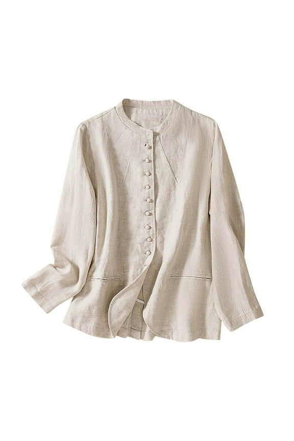 Light Shirts for Women Linen Blazer for Women Casual And Breathable Business Office Jacket Suit Long Sleeve for Summer Spring