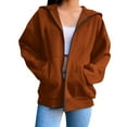 thumbnail image 1 of Jamicy Lightweight Jackets for Women Gift for Women Fleece Jackets Full Zip Up Hoodies Oversized Coats Comfort Shacket Outerwear With Pockets, 1 of 6