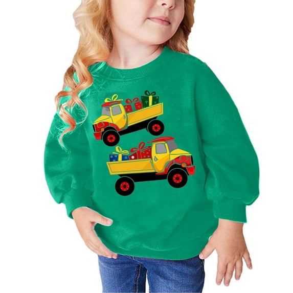 Jamicy Lightweight Long Sleeve Tops for Girls Toddler Boys Girls Christmas Sweatshirt Winter Long Sleeve Round Neck Baby Xmas Print Sweater Pullover Tops