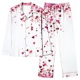 thumbnail image 1 of Jamicy Long Sleeve Pajamas for Women Valentine's Day Silky Pajamas Floral Print Satin Pajama Set Long Sleeve Button Up Soft Sleepwear Cute Pj Sets, 1 of 7
