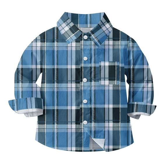 Jamicy Long Sleeve Shirts for Boys Toddler Kids Long Sleeve Plaid Print Button Down Casual Dress Shirt Casual School Uniform Top Shirt
