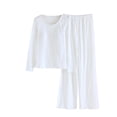 thumbnail image 1 of Jamicy Lounge Sets for Women Solid Color Comfy Ribbed Knit Pajamas Fall Crew Neck Long Sleeve Sleepwear 2 Piece Casual Loungewear, 1 of 9