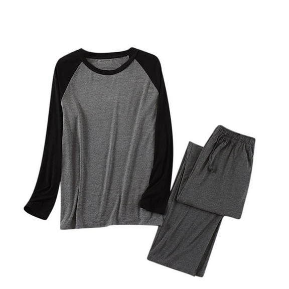 Jamicy Loungewear Sets for Men Summer Home Wear Mens Pajamas Set - Soft Pj Sets for Men Long Sleeve Pajamas Men Cotton Mens Pjs Sets Loungewear with Pockets