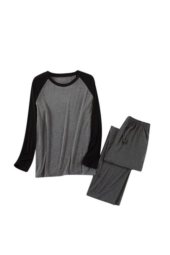 Loungewear Sets for Men Summer Home Wear Mens Pajamas Set - Soft Pj Sets for Men Long Sleeve Pajamas Men Cotton Mens Pjs Sets Loungewear with Pockets