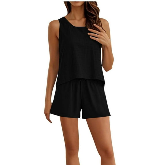 Jamicy Loungewear Sets Woman Gift for Women Womens Summer Outfits 2 Piece Vacation Short Sets Soft Matching Sets Vest and Shorts Sets