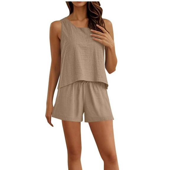 Jamicy Loungewear Sets Woman Gift for Women Womens Summer Outfits 2 Piece Vacation Short Sets Soft Matching Sets Vest and Shorts Sets