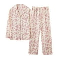 thumbnail image 1 of Jamicy Loungewear Sets Woman Valentine's Day Fashion Women's 2 Piece Button Down Graphic Print Pajama Sets Long Sleeve Pants Casual Sleepwear Sets, 1 of 3