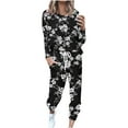 thumbnail image 1 of Jamicy Loungewear Sets for Women Clearance Womens 2 Piece Outfits Long Sleeve Button Shirts Baggy Pants Cute Print Sleepwear Sets, 1 of 5