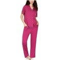 thumbnail image 1 of Jamicy Loungewear for Women Christmas Gift Women's Cute Polka Dot Heart Print Pajama Sets Button Down Short Sleeve Sleepwear Matching Pjs Bottom Lounge Outfits, 1 of 8