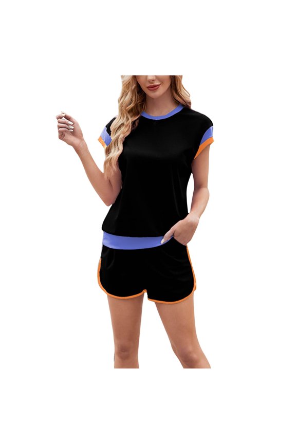 Loungewear for Women Gift for Girlfriend Women's Two Piece Lounge Sets Casual Short Sleeve Pullover Tops Matching Shorts Loungewear Tracksuit Set