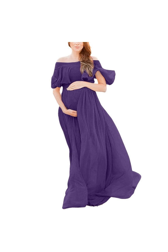 Maternity Dress Chiffon Off Shoulder Dropped Sleeve Fitted Photo Shoot Photography Dress for Vacation Party Club