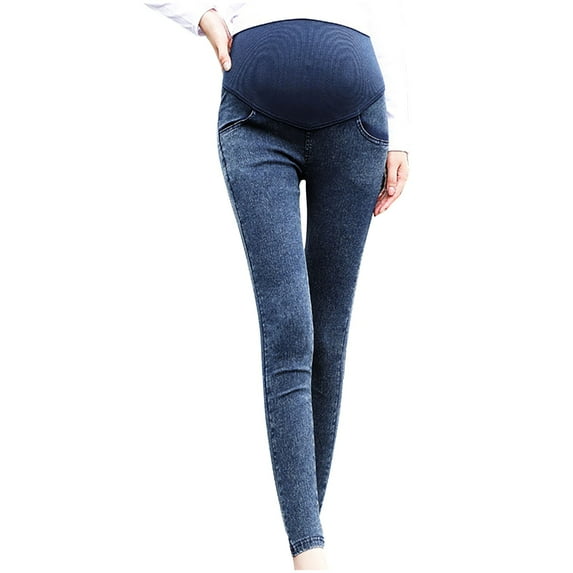 Jamicy Maternity Jeans Skinny Spring and Autumn New Maternity Pants Washed Belly Support Pants Stretch Belly Support Denim Pants with Pregnancy Adjustment Belt