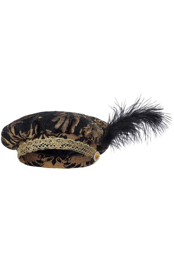 Medieval Cap for Men Women Flat Hat With Plume Pancake Renaissance Festival Vintage Accessories Hats