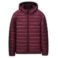 thumbnail image 1 of Jamicy Men Puffer Jacket with Hood Gift for Men Ultra Lightweight Packable Quilted Hooded Bubble Down Jackets Winter Insulated Thick Outwear, 1 of 3