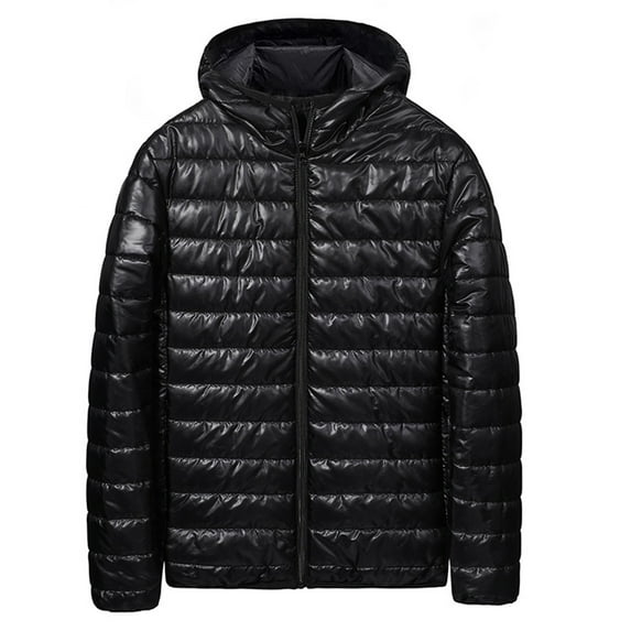 Jamicy Men Puffer Jacket with Hood Gift for Men Ultra Lightweight Packable Quilted Hooded Bubble Down Jackets Winter Insulated Thick Outwear