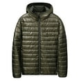 thumbnail image 1 of Jamicy Men Puffer Jacket with Hood Gift for Men Ultra Lightweight Packable Quilted Hooded Bubble Down Jackets Winter Insulated Thick Outwear, 1 of 3