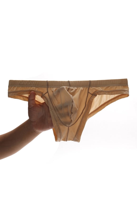 Men's Briefs Men's Low Waist Briefs Breathable Underwear Sheer Thin Mesh G-String Brief Solid Color Underpant