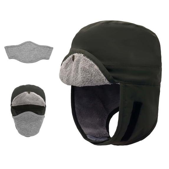 Jamicy Men's Hats Trapper Hat with Ear Flaps Winter Warm Hat Windproof, Water Repellent, Faux Fur Fully Lined