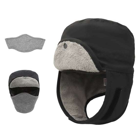 Jamicy Men's Hats Trapper Hat with Ear Flaps Winter Warm Hat Windproof, Water Repellent, Faux Fur Fully Lined