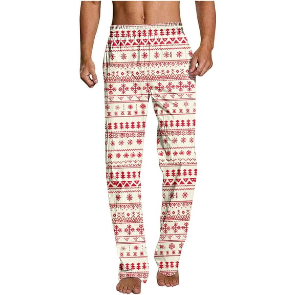 Jamicy Men's Lounge Pants with Pockets Pajama Pants for Men Christmas Prints Pajama Bottoms Mens Pjs Sleep Lounge Pants with Pockets