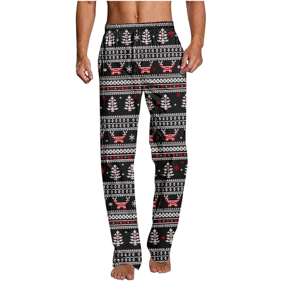 Jamicy Men's Lounge Pants with Pockets Pajama Pants for Men Christmas Prints Pajama Bottoms Mens Pjs Sleep Lounge Pants with Pockets