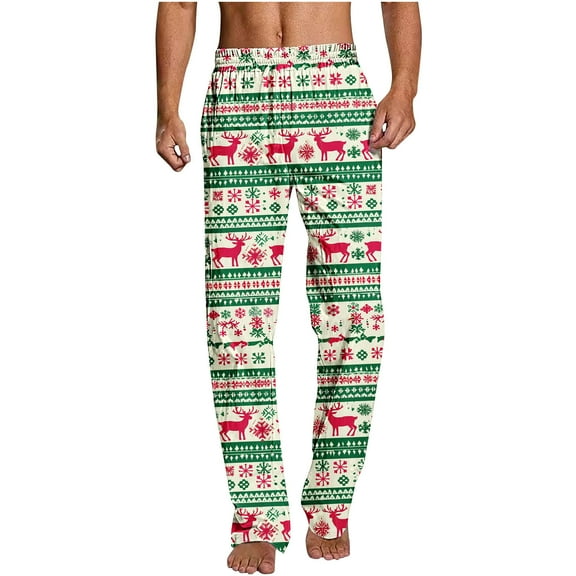 Jamicy Men's Lounge Pants with Pockets Pajama Pants for Men Christmas Prints Pajama Bottoms Mens Pjs Sleep Lounge Pants with Pockets