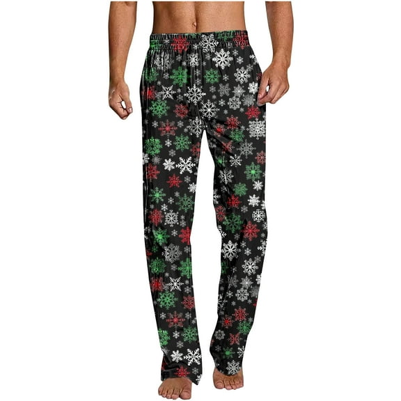 Jamicy Men's Lounge Pants with Pockets Pajama Pants for Men Christmas Prints Pajama Bottoms Mens Pjs Sleep Lounge Pants with Pockets