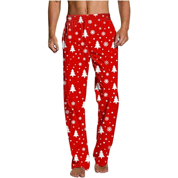 Jamicy Men's Lounge Pants with Pockets Pajama Pants for Men Christmas Prints Pajama Bottoms Mens Pjs Sleep Lounge Pants with Pockets