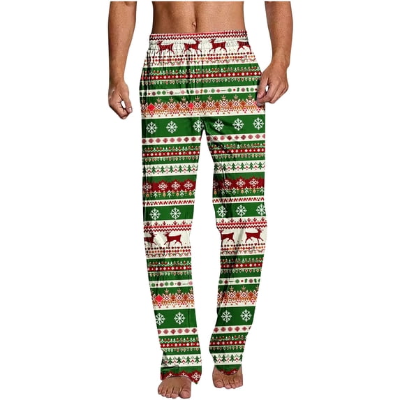 Jamicy Men's Lounge Pants with Pockets Pajama Pants for Men Christmas Prints Pajama Bottoms Mens Pjs Sleep Lounge Pants with Pockets