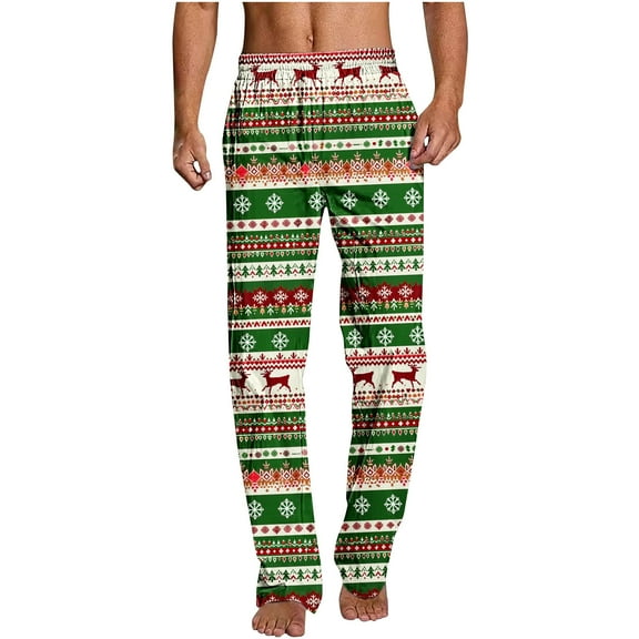 Jamicy Men's Lounge Pants with Pockets Pajama Pants for Men Christmas Prints Pajama Bottoms Mens Pjs Sleep Lounge Pants with Pockets