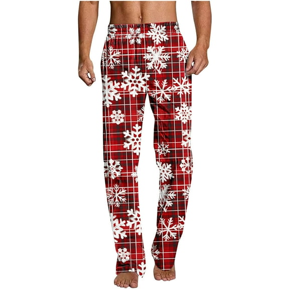 Jamicy Men's Lounge Pants with Pockets Pajama Pants for Men Christmas Prints Pajama Bottoms Mens Pjs Sleep Lounge Pants with Pockets