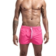 Jamicy Men's Stretch Swim Trunks Mesh Lined Beach Swim Shorts for Men Quick Dry Surf Cuz Mens Swim Trunks Unisex Casual Drawstring Pocket Solid Candy Five Point Beach Shorts