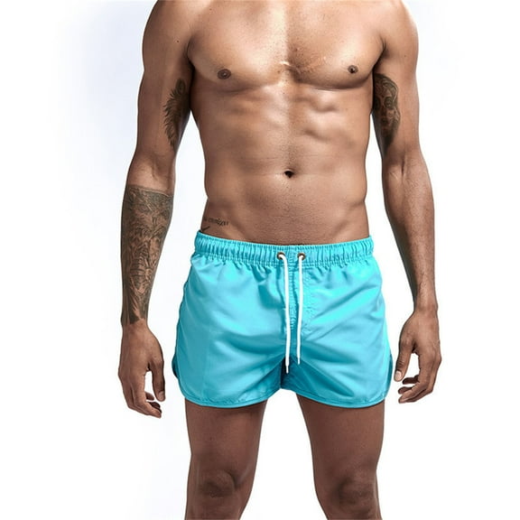 Jamicy Men's Stretch Swim Trunks Mesh Lined Beach Swim Shorts for Men Quick Dry Surf Cuz Mens Swim Trunks Unisex Casual Drawstring Pocket Solid Candy Five Point Beach Shorts