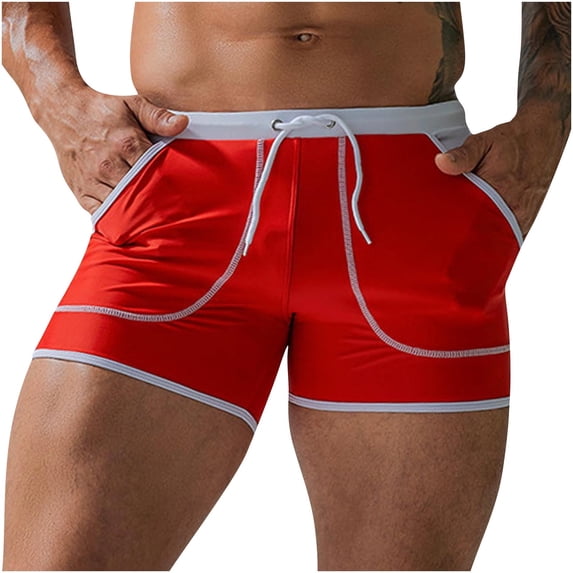 Jamicy Men's Swim Bottoms Square Leg Swim Briefs Printed Swimsuit Athletic Swimwear Bathing Suit Swimming Trunks
