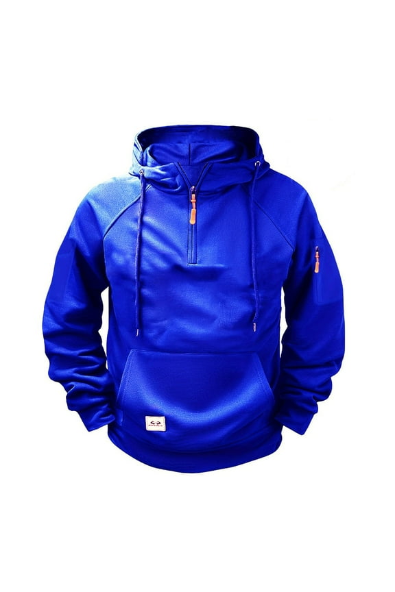 Men's Zipper Hoodie Half Zip Pullover with Kangaroo Pocket Casual & Sporty Fleece Jacket for Outdoor, Fitness, Travel