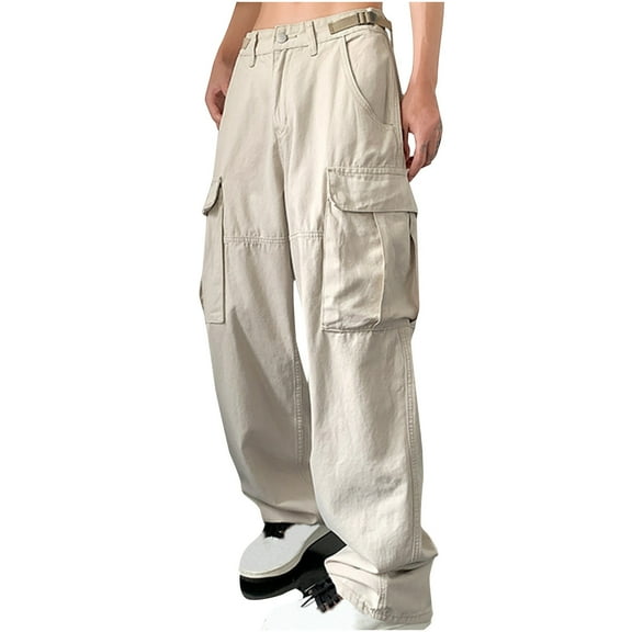 Jamicy Mens Cargo Pants Clearance Pockets Cargo Pants for Men Straight Pant Vintage Aesthetic Low Waist Trousers Wide Leg Baggy Jeans