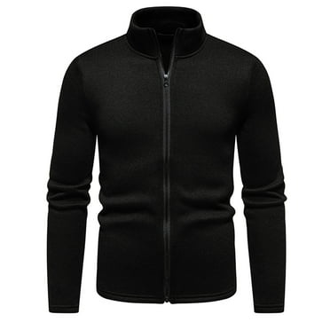 Jamicy Mens Jacket Stand Collar Jackets Long Sleeve Full Zip Shirt Solid Color Jackets Casual Slim Cardigans Soft Warm Coats