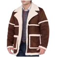 thumbnail image 1 of Jamicy Mens Jackets Clearance Faux Leather Shearling Jacket Fur Collar Button Down Trench Coat Winter Sheepskin Fleece Coat, 1 of 6