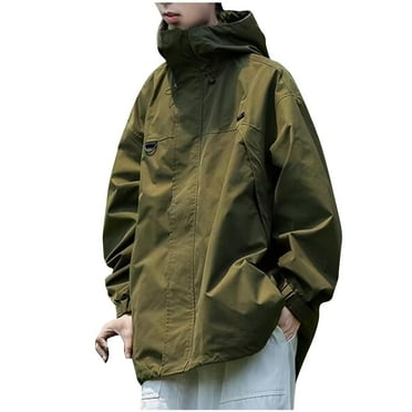 Jamicy Mens Jackets Clearance Lightweight Windbreaker with Hood Outdoor Softshell Hiking Travel Jacket Stand Collar Long Sleeve Workwear Coat