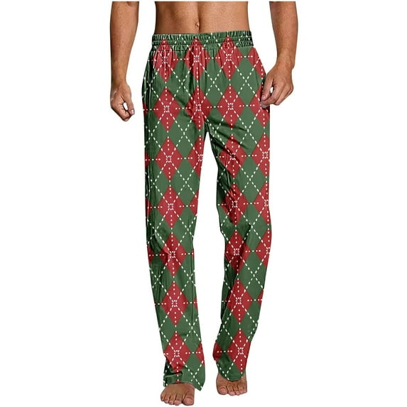 VANLOFEE Mens Pants Casual Clearance Pajama Pants for Men Christmas Prints Pajama Bottoms Mens Pjs Sleep Lounge Pants with Pockets