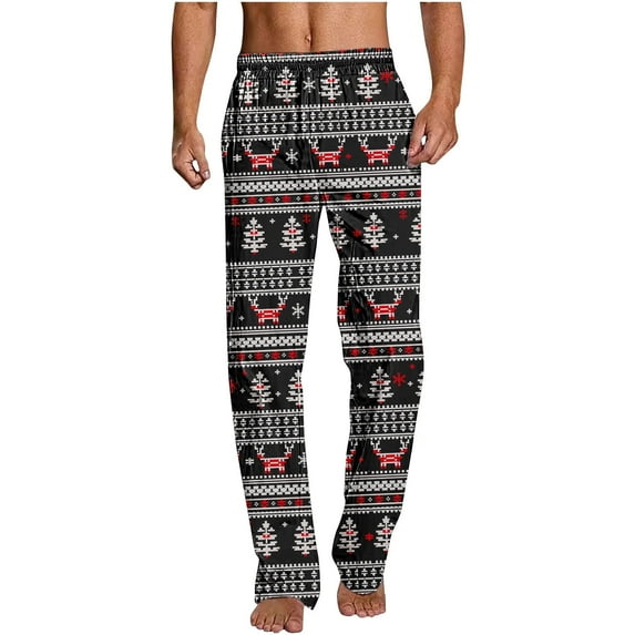 VANLOFEE Mens Pants Casual Clearance Pajama Pants for Men Christmas Prints Pajama Bottoms Mens Pjs Sleep Lounge Pants with Pockets
