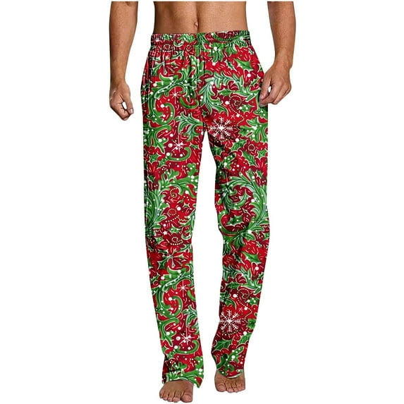 VANLOFEE Mens Pants Elastic Waist Christmas Gifts Pajama Pants for Men Christmas Prints Pajama Bottoms Mens Pjs Sleep Lounge Pants with Pockets
