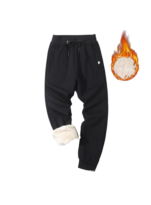 Mens Pants Trendy Men's Fleece Pants Winter Warm Joggers Pants Active Sherpa Lined Sweatpants